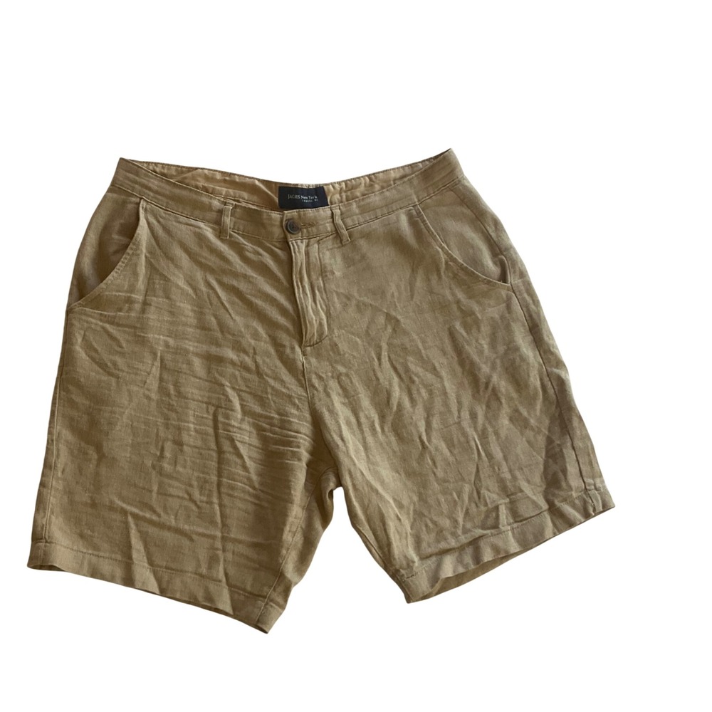 Jachs New York Shorts Mens 33 Tan Linen Blend Tribeca Flat Front Casual Summer